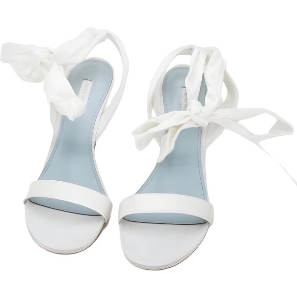 Nine West Kelsie White Satin Ankle-Tie Heeled Sandals Women's US 8M - Picture 5 of 6